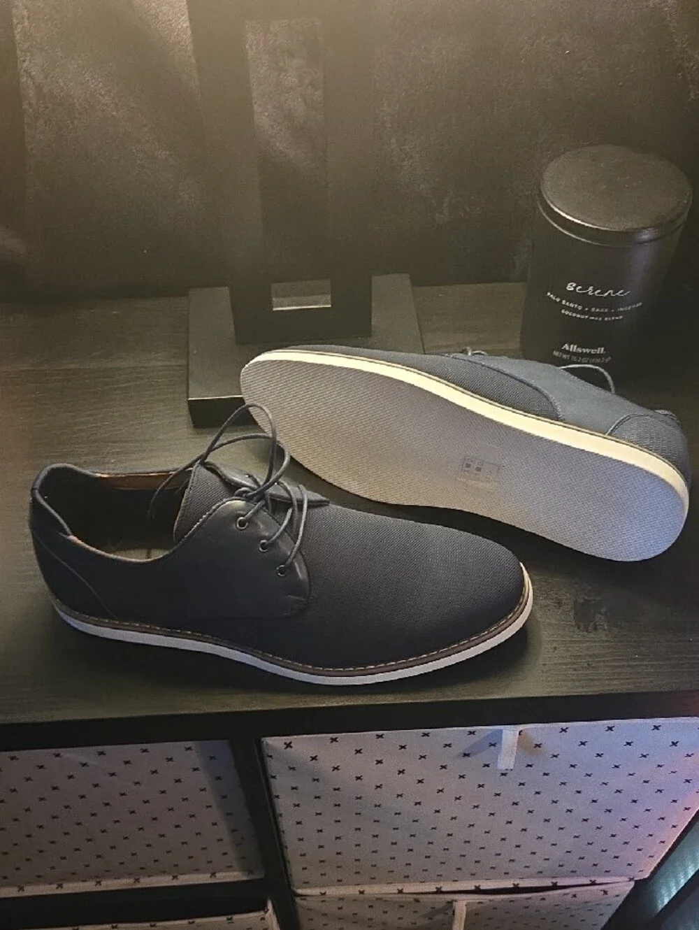 Men's Navy Derby Lace-Up Shoes